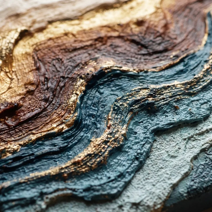 Teal and Gold Textured Abstract Art for Living Room #UCW2NNTI
