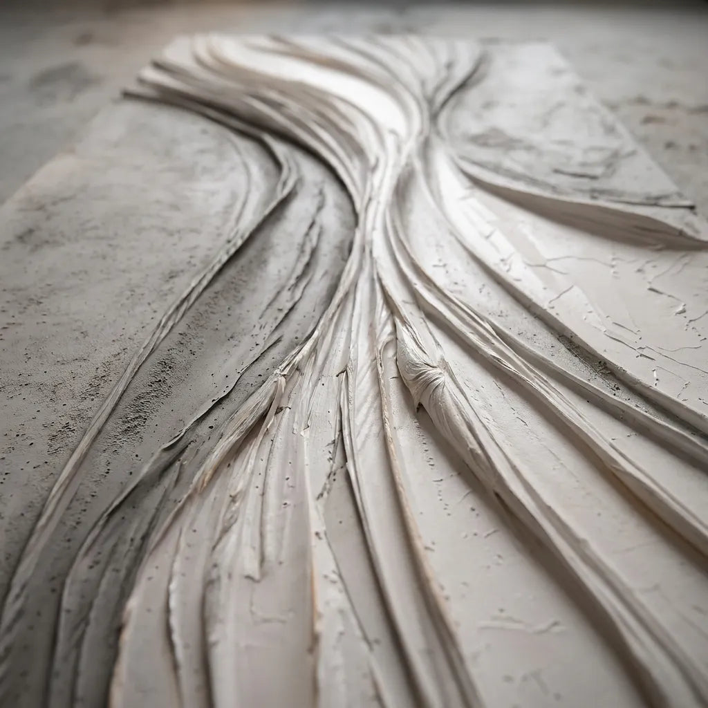 Neutral Textured Wall Art for Living Room, Warm Gray Flowing Abstract #ZY8I4ESQ