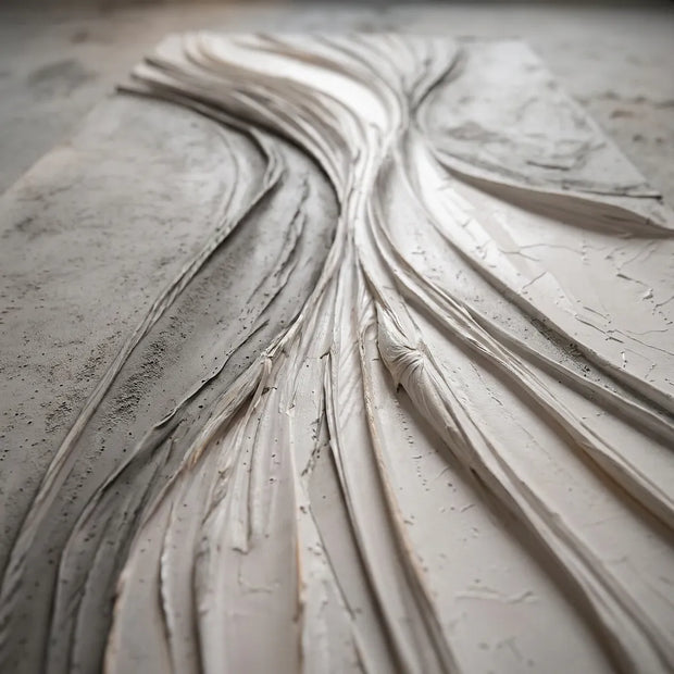 Neutral Textured Wall Art for Living Room, Warm Gray Flowing Abstract #ZY8I4ESQ