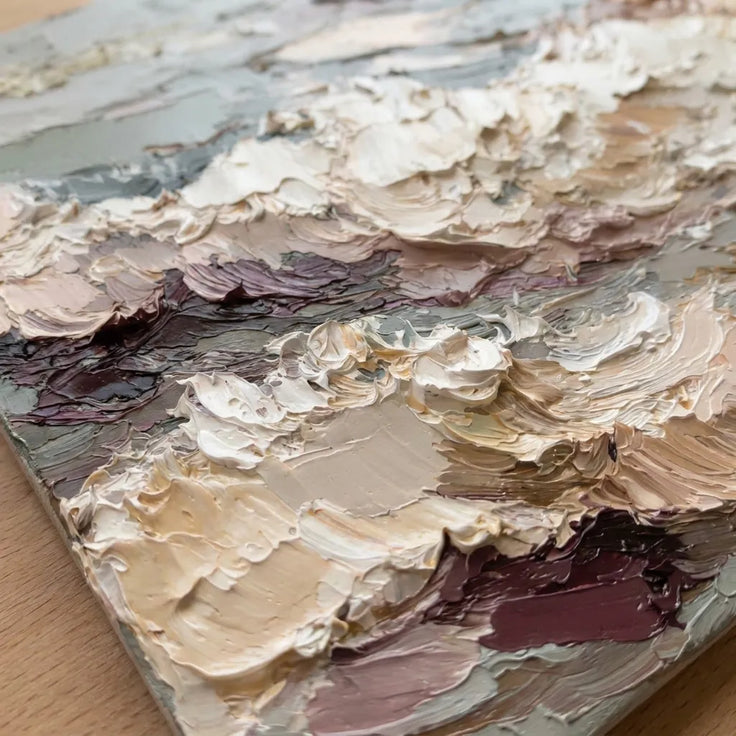 Pastel Textured Seascape Wall Art for Living Room, Monet-Inspired Abstract Painting #3DB97J8L