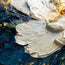 White and Navy Monet-Inspired Hand-Painted Art Textured Floral Art for Living Room #B1SB4E5M