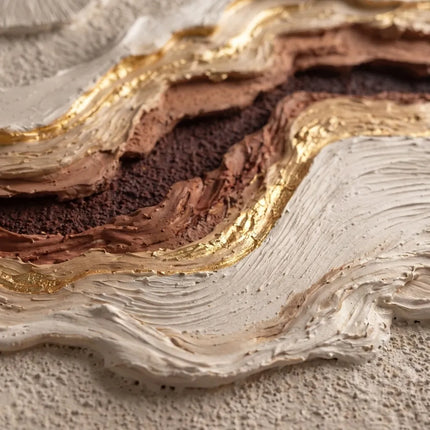 Warm Beige Textured Wall Art for Living Room, Earth Tone Wabi Sabi Abstract Painting #FWHKKDNW