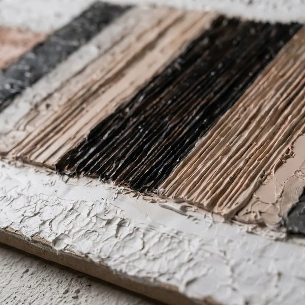 Soft White and Blush Textured Abstract Wall Art for Living Room, Geometric Relief #Y4B3ORMG