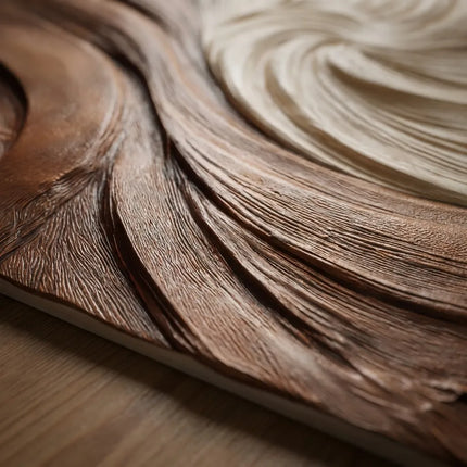 Ivory and Copper Textured Swirl Art for Living Room #XJRYNAW7