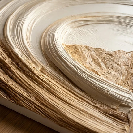 Ivory and Beige Textured Wave Art for Living Room #JXWSN4U0