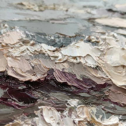 Pastel Textured Seascape Wall Art for Living Room, Monet-Inspired Abstract Painting #3DB97J8L