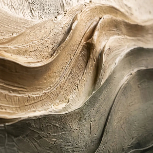 Warm Taupe Textured Abstract Wall Art for Living Room, Layered Wave Design #9642FB5V