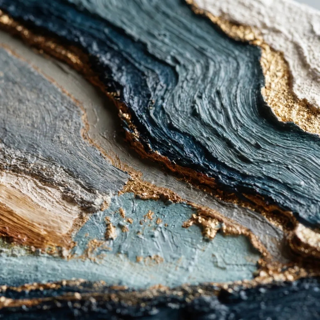 Teal and Gold Textured Abstract Art for Living Room #UCW2NNTI