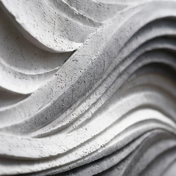 Black and White Textured Abstract Wall Art for Living Room, Layered Wave Design #VXDN57WR