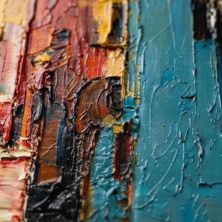 Ivory and Teal Textured Abstract Art for Living Room #6EZTLSJF