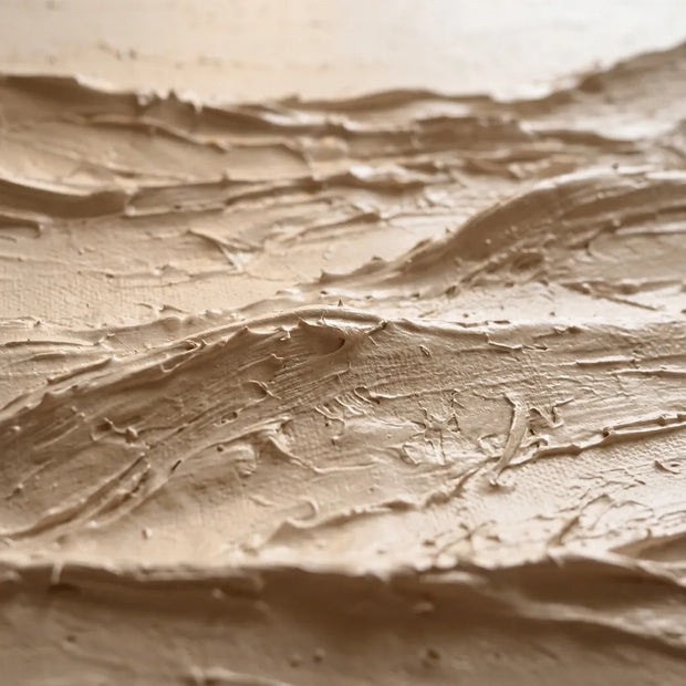 Warm Beige Textured Landscape Wall Art for Living Room, Minimalist Mountain Abstract #ZQCGWZXZ