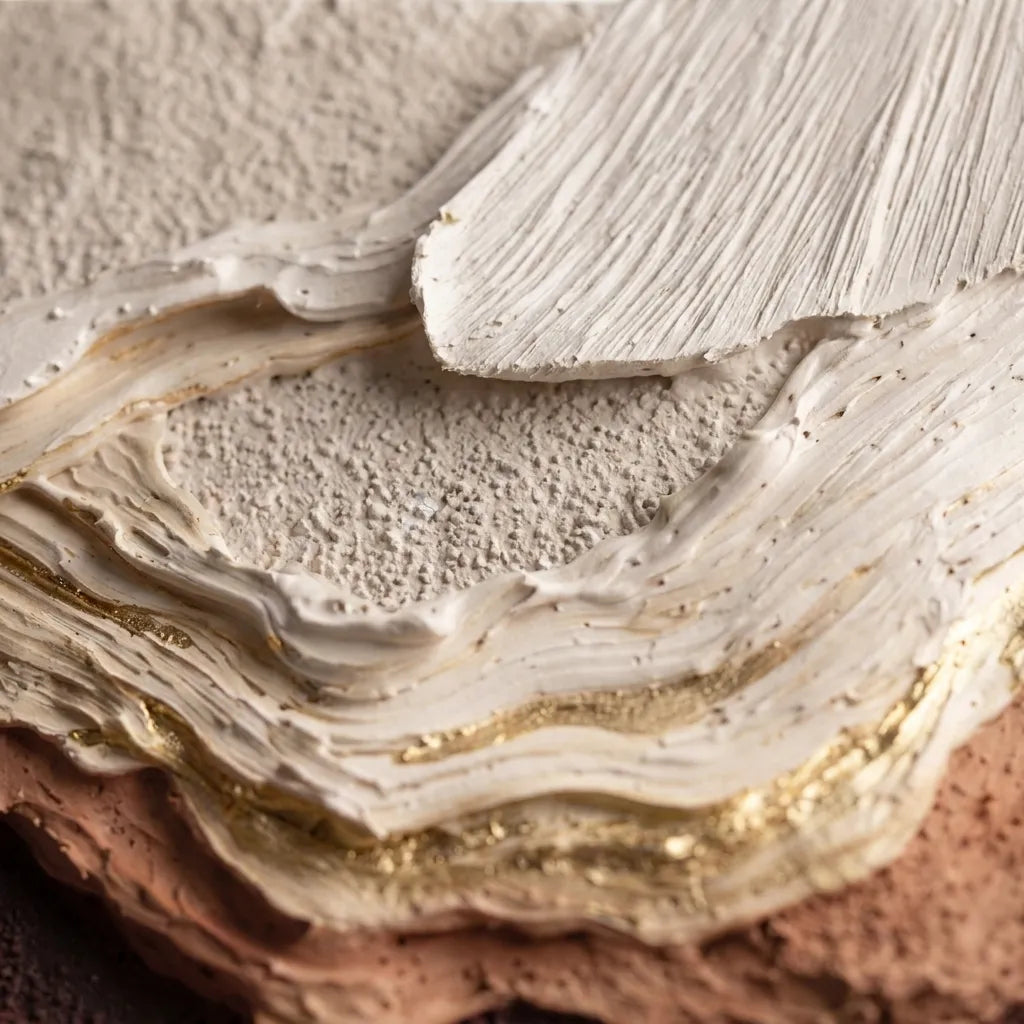 Warm Beige Textured Wall Art for Living Room, Earth Tone Wabi Sabi Abstract Painting #FWHKKDNW