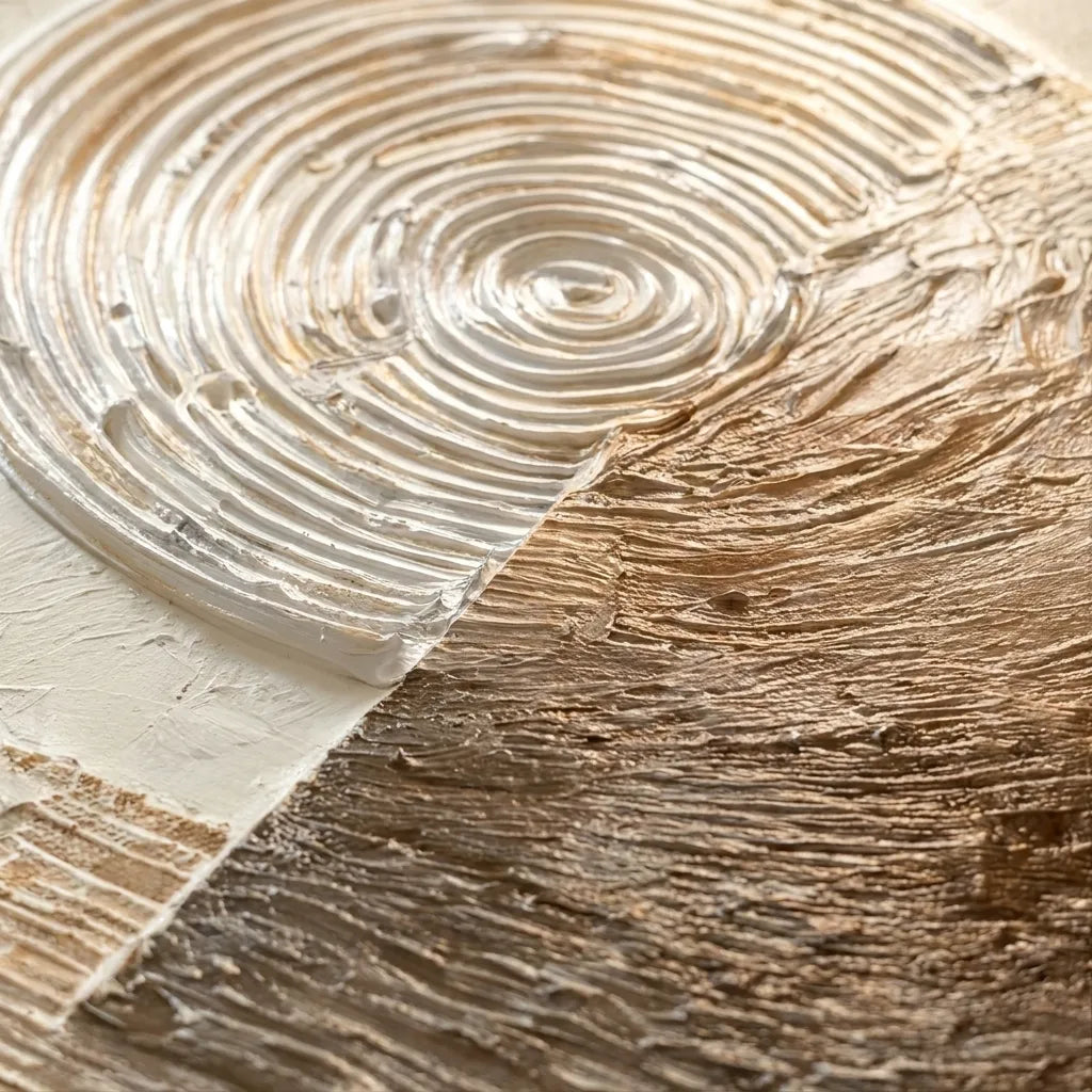Ivory and Bronze Textured Geometric Art for Entryway #RF4BSIX7