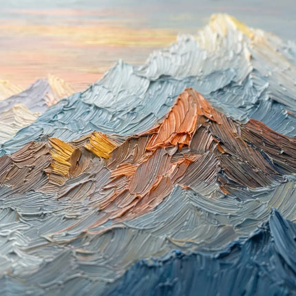 Blue and Gold Textured Mountain Art for Living Room #H2DSNB3U