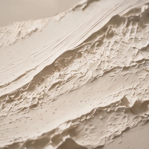 Warm Ivory Textured Abstract Wall Art for Living Room, Minimalist Mountain Relief #FK1TY8II