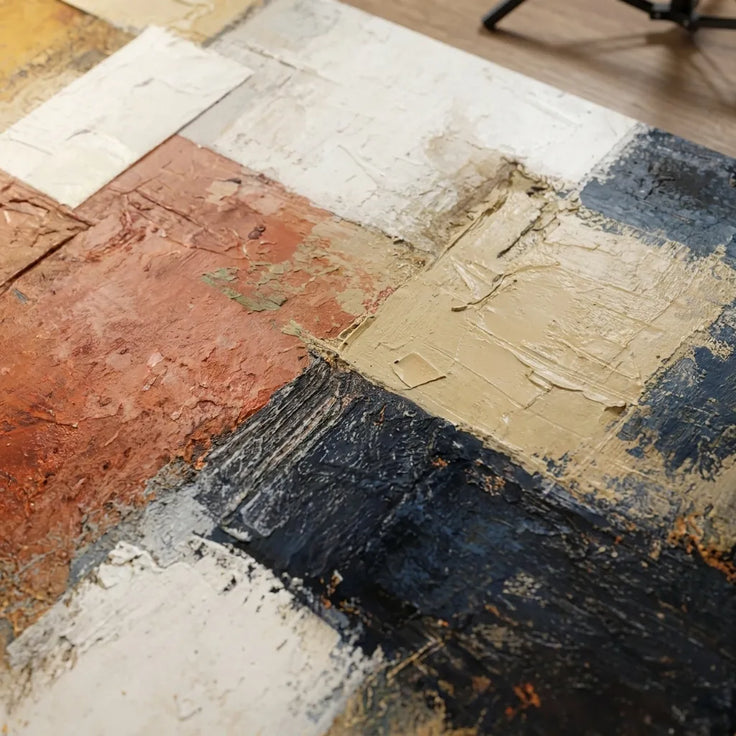 Ivory and Terracotta Textured Abstract Art for Living Room #2XPGRLKS