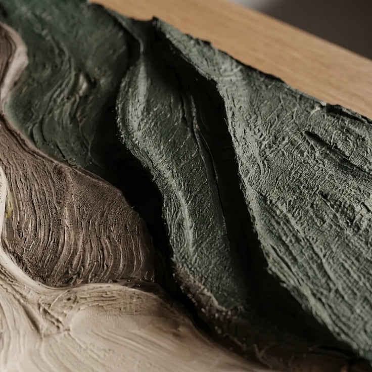 Ivory and Charcoal Textured Abstract Wall Art for Living Room, Layered Organic Forms #K2TUTPK4