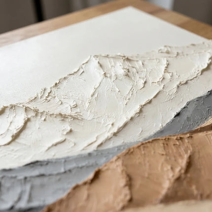 Neutral Ivory Textured Mountain Art for Living Room #2FBCO8LJ