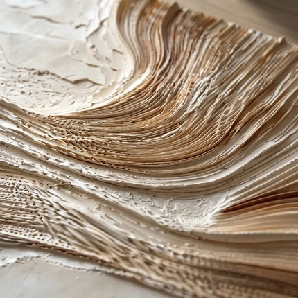 Ivory Textured Flowing Line Art for Modern Living Room #LMNY4NA7