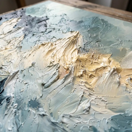Icy Blue Textured Mountain Art for Living Room #U25G1V6Z