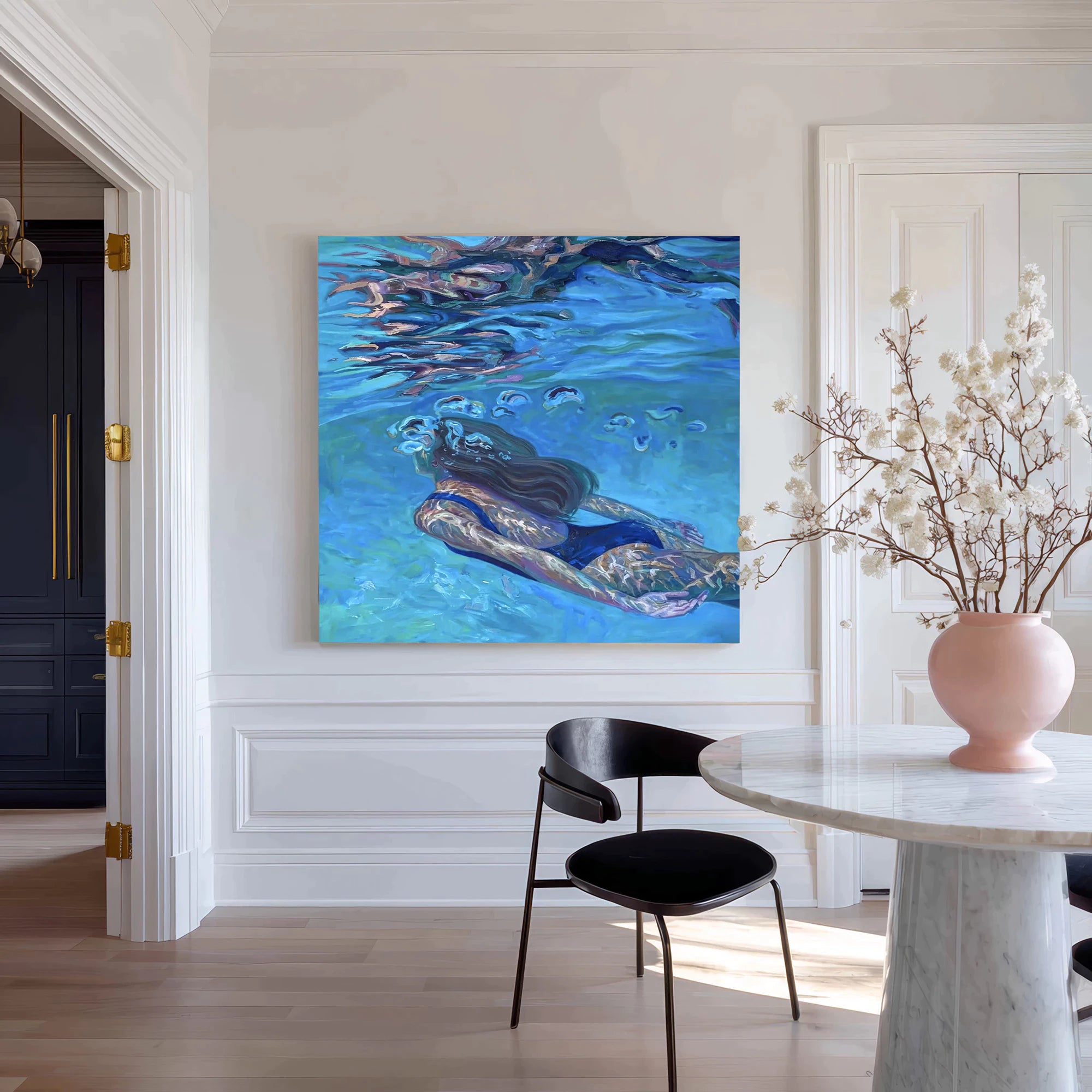 Modern Swimming Woman Oil Painting #AB329