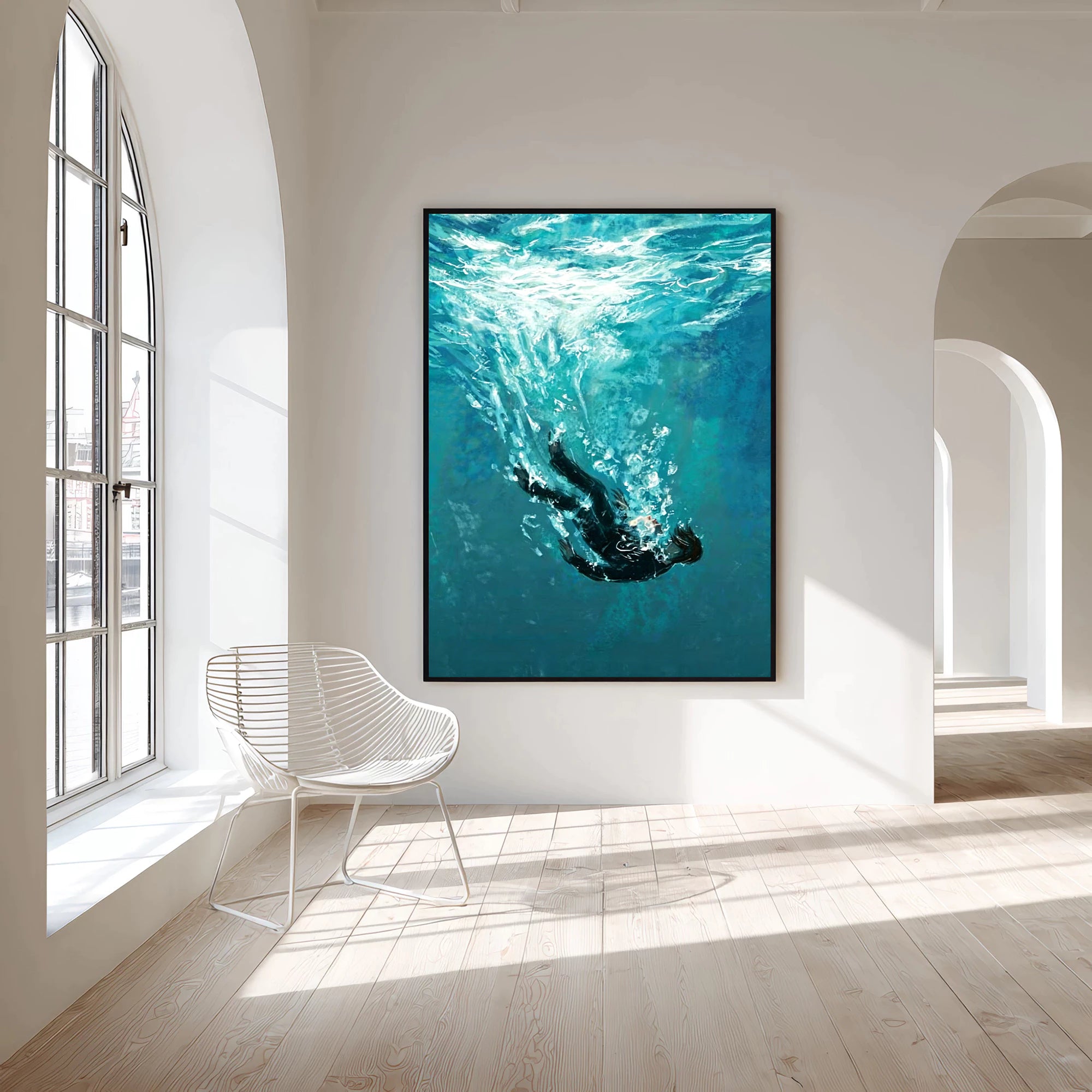 Underwater Falling Figure Oil Painting #AB326