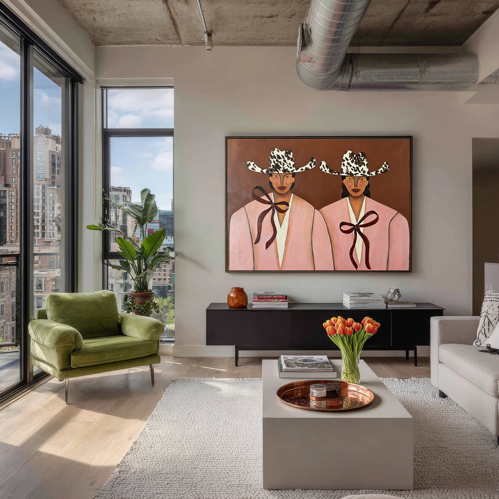 Pink Cowgirls Portrait Wall Art Print #AB614
