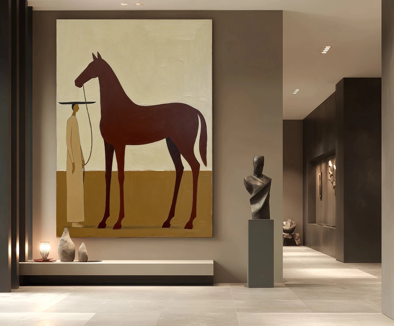 Minimalist Horse & Figure Wall Art #AB561